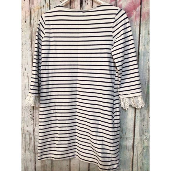 ELLISON Size Small Sweatshirt Dress with Lace Accents Black & White Striped ~ Po - Picture 3 of 11